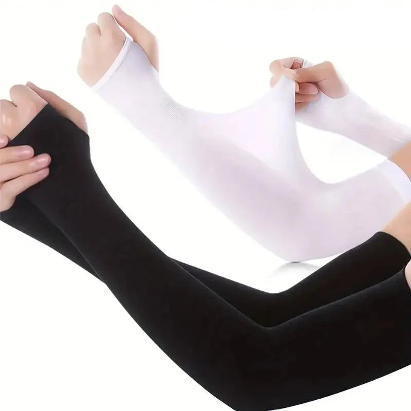 2pcs (1 Pair) Women's LCE Silk Arm Sleeve Sports Sleeve Sun Protection Hand Cover Cooling Gloves For Running Fishing Bike Loja da Dryka