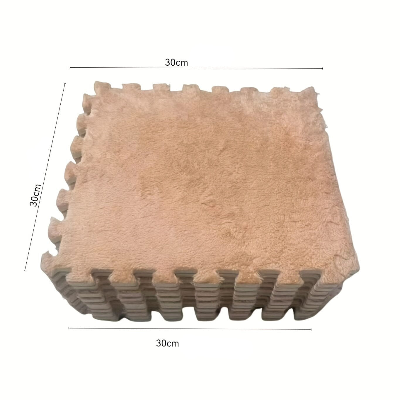 30pcs Thickened Plush Patchwork Carpet for Room, Bedroom, Cloakroom, Tatami, Rental House Renovation, Bedside Blanket, Four Seasons Game Room Loja da Dryka Camel (washable And Cuttable) Width 30cm Length 30cm Thickness 1cm (30pcs)