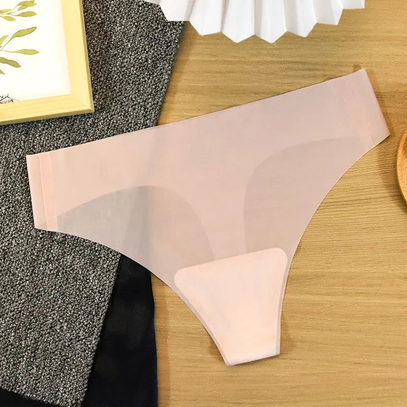 3PCS Transparent Thong Panties Women Ultra-thin Sense Sexy Female Seamless Low-waist Solid Color G-string Quick Drying Underwear Loja da Dryka