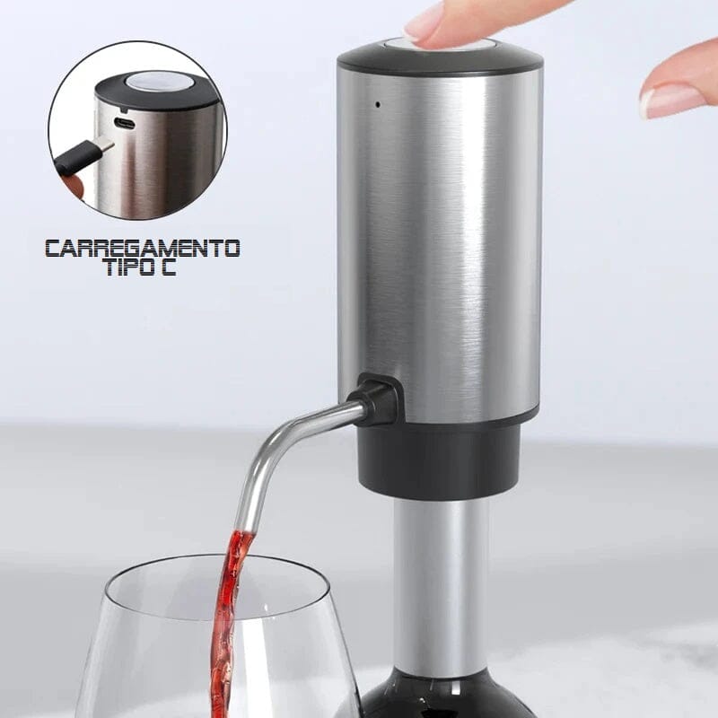 Abridor de Vinho Elétrico em Inox 4 em 1 - Easy Wine casa - abridor vinho Loja da Dryka