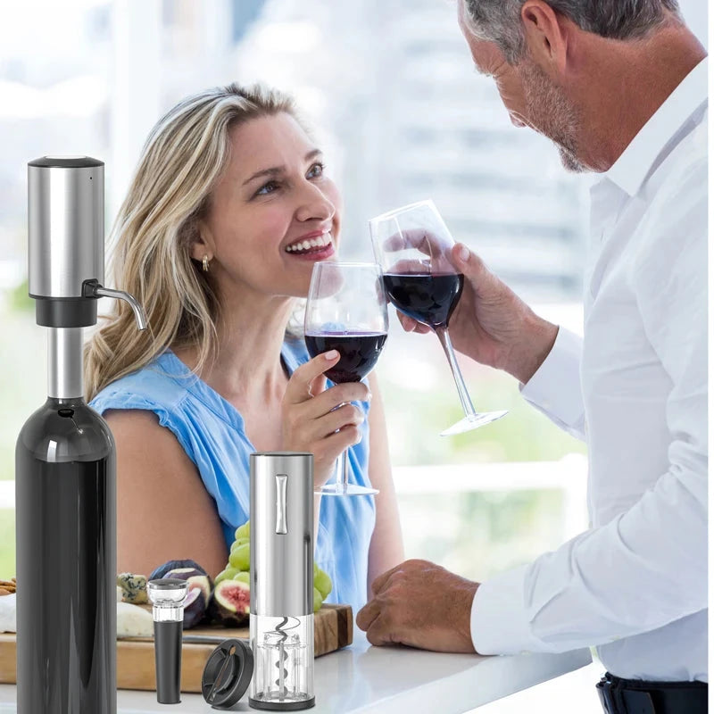 Abridor de Vinho Elétrico em Inox 4 em 1 - Easy Wine Loja da Dryka