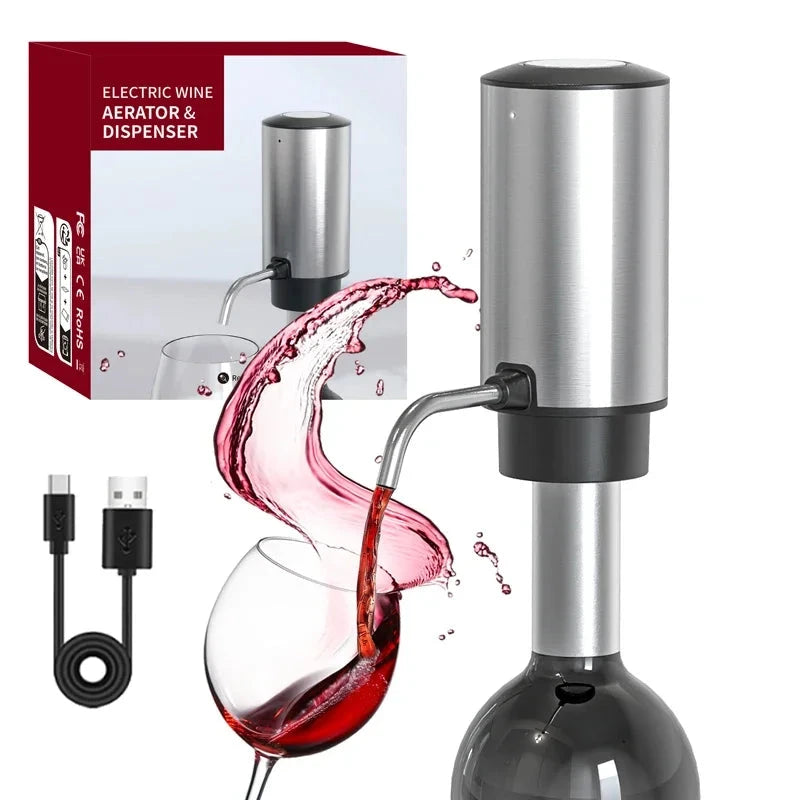 Abridor de Vinho Elétrico em Inox 4 em 1 - Easy Wine Loja da Dryka Aerator