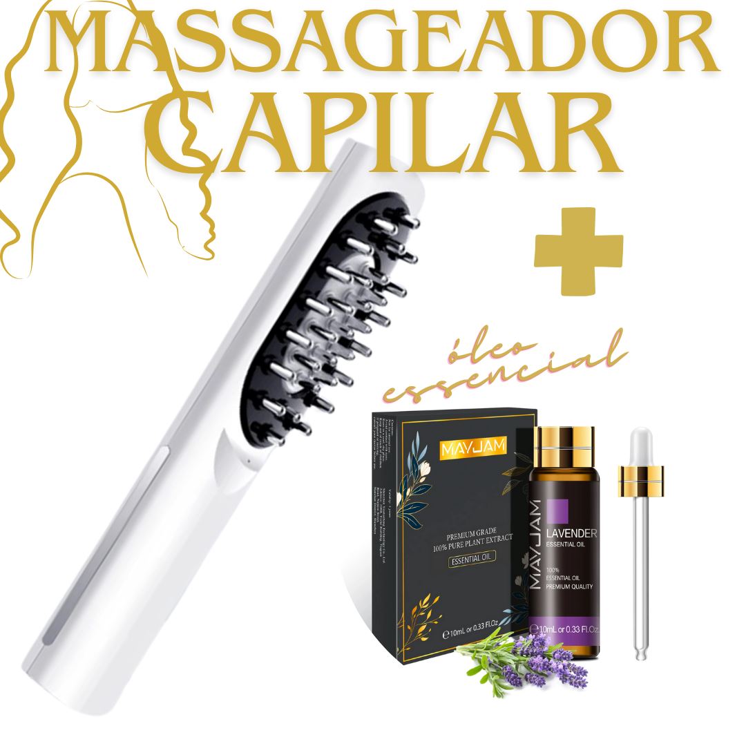 Aparelho de Massagem Capilar + Óleo Essencial beleza 037 Loja da Dryka Branco Lavanda