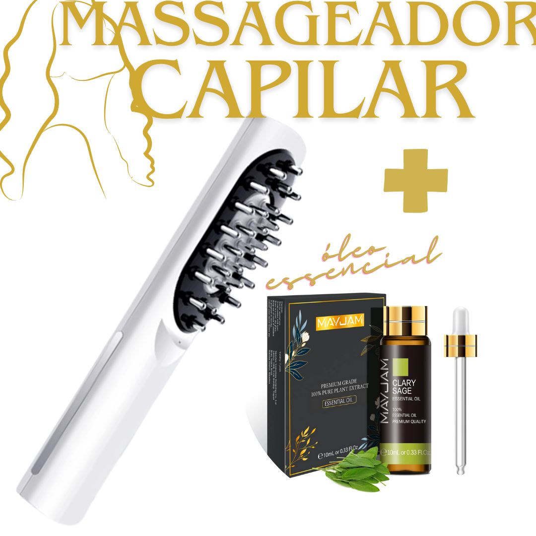 Aparelho de Massagem Capilar + Óleo Essencial beleza 037 Loja da Dryka Branco Sálvia Esclaréia