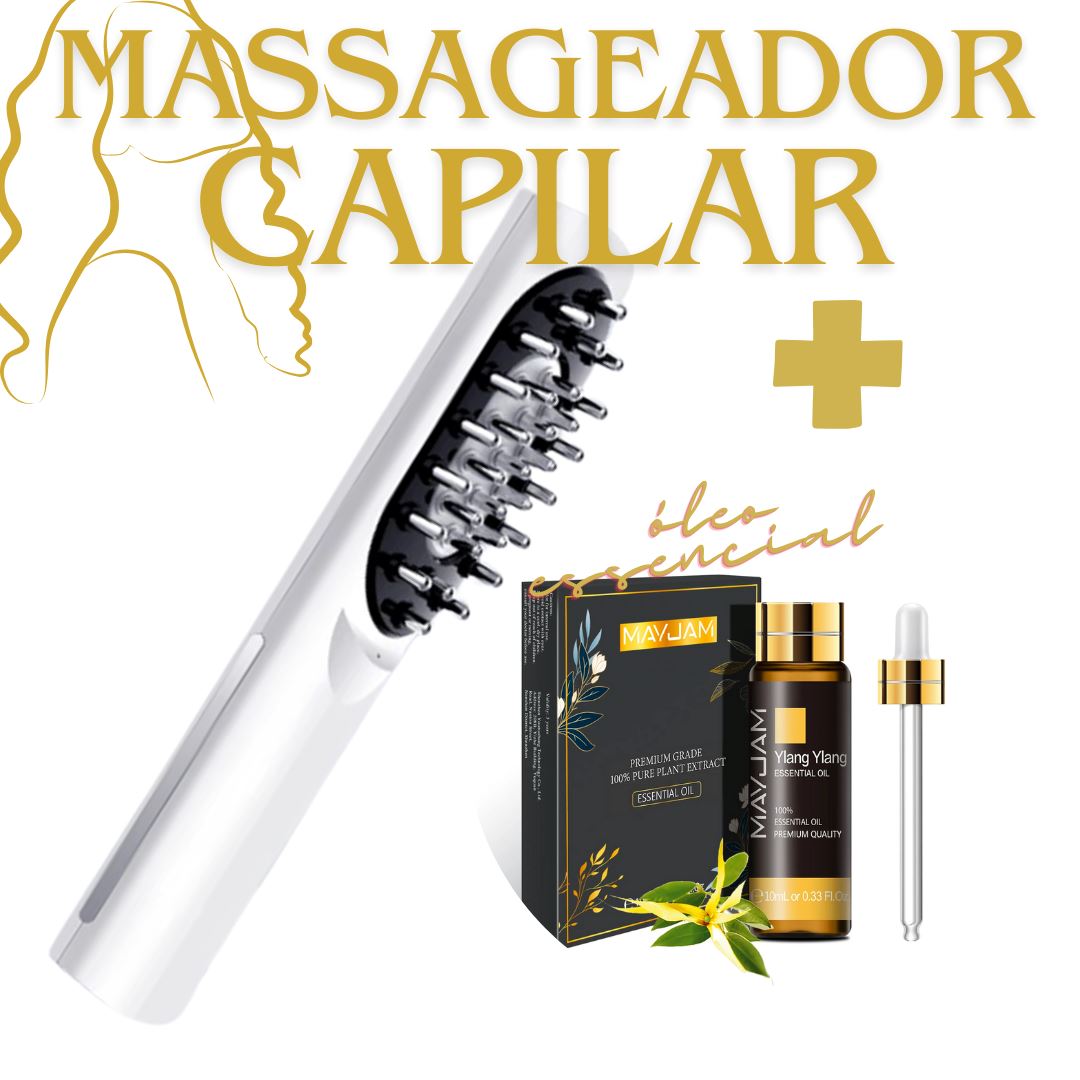 Aparelho de Massagem Capilar + Óleo Essencial beleza 037 Loja da Dryka Branco Ylang Ylang