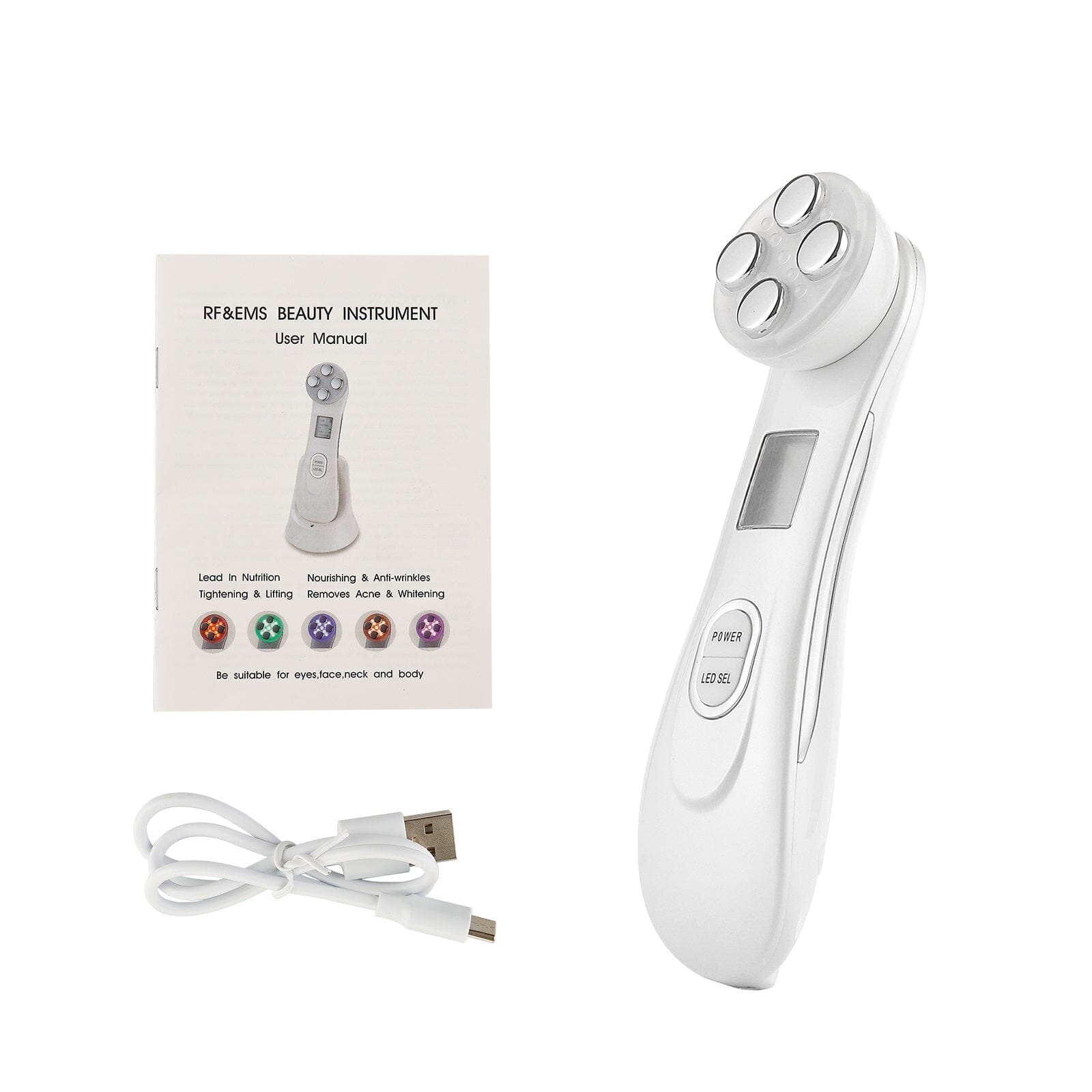Aparelho Portátil Fototerapia e Radiofrequência Led Anti-Rugas Beleza - fototerapia lojadadryka Branco