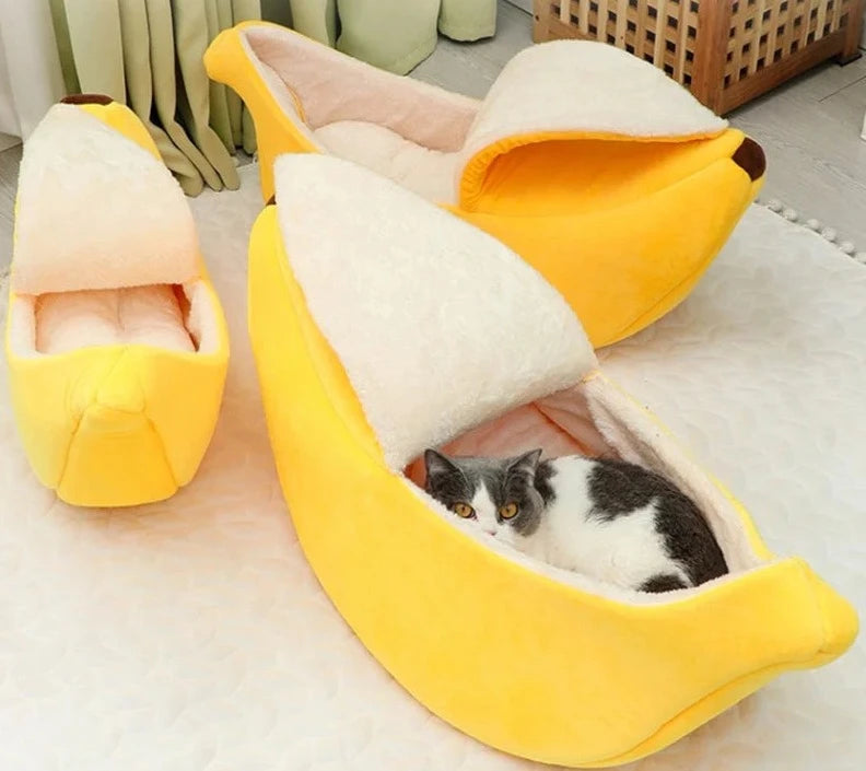 Banana Cat Bed House Funny Cute Cozy Cat Mat Beds Warm Durable Portable Pet Basket Kennel Dog Cushion Cat Supplies Multicolor Loja da Dryka