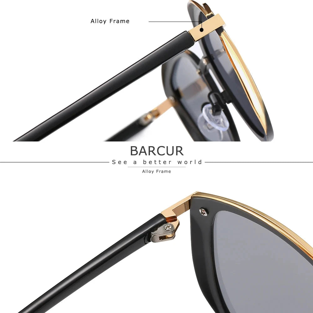 BARCUR Luxury Polarized Sunglasses Women Round Sun Glassess Ladies Lunette De Soleil Femme Loja da Dryka