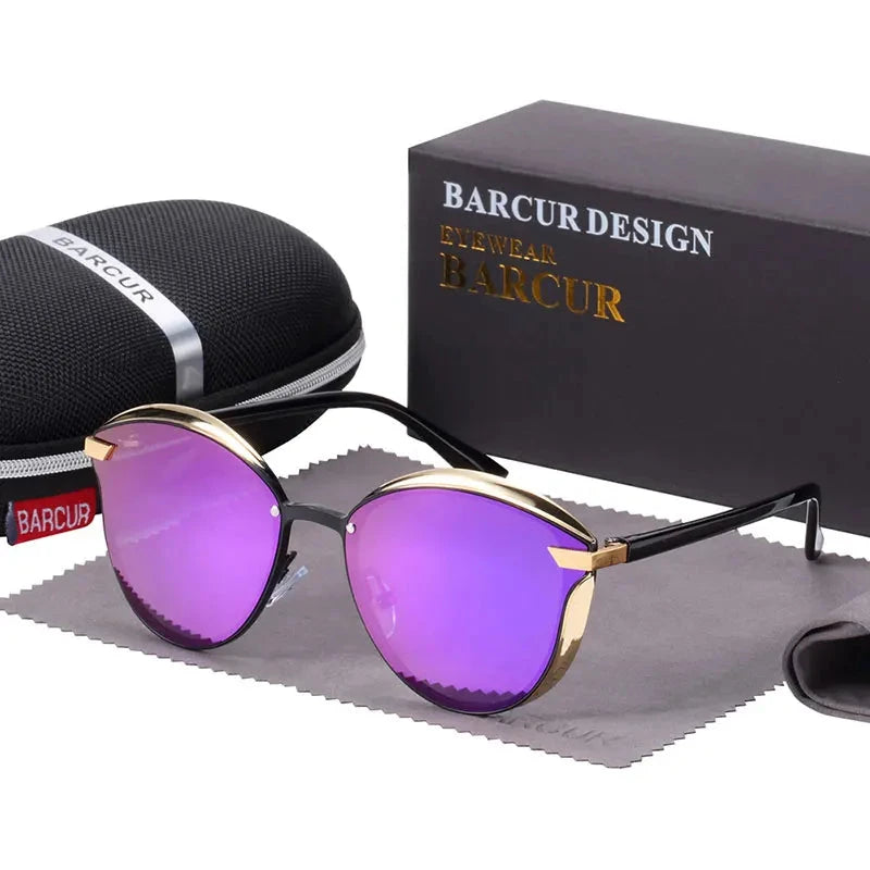 BARCUR Luxury Polarized Sunglasses Women Round Sun Glassess Ladies Lunette De Soleil Femme Loja da Dryka Purple CHINA BARCUR