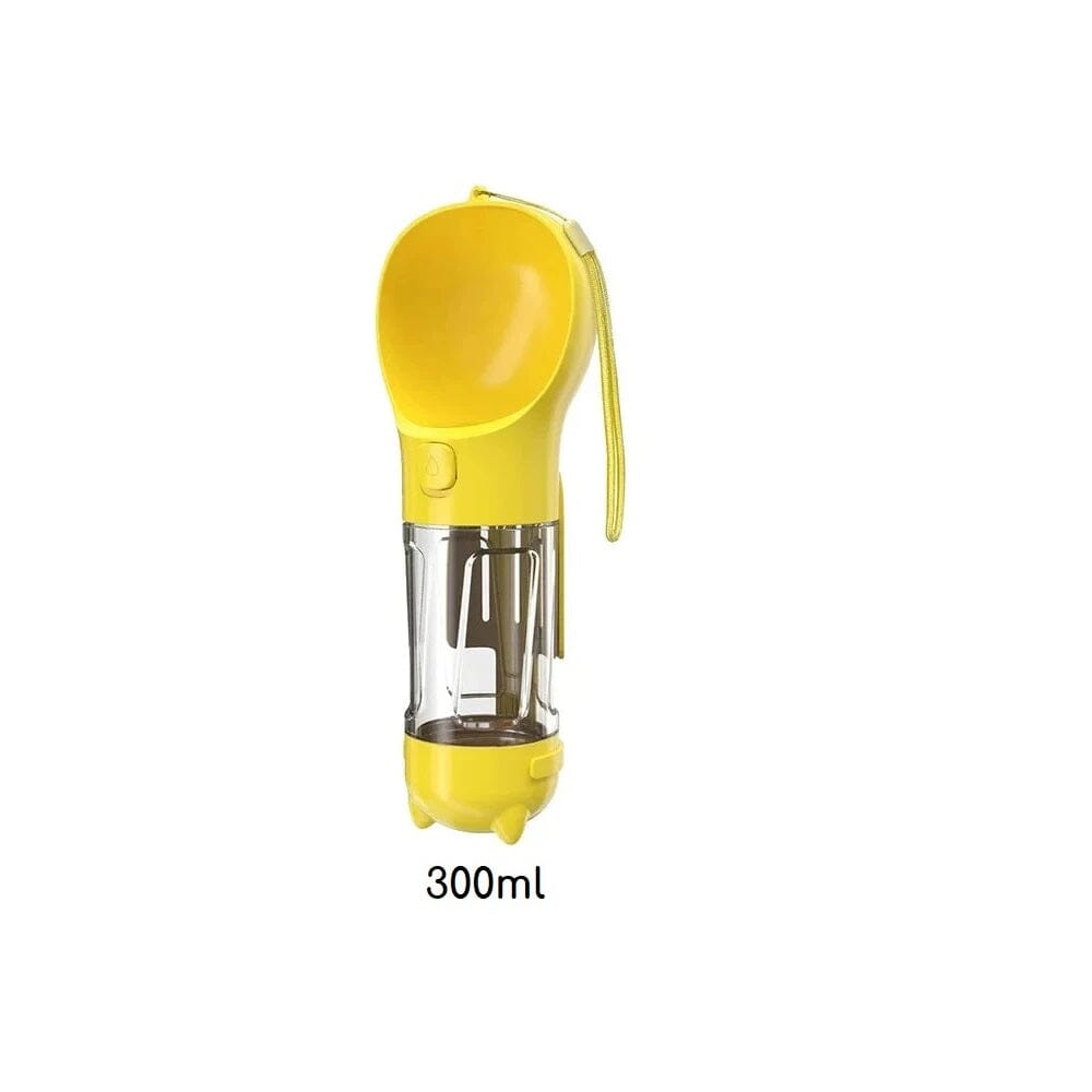 Bebedouro e alimentador Portátil Pet 3 em 1 - Slim Pet petshop- bebedouro portatil Loja da Dryka Amarelo 300ml