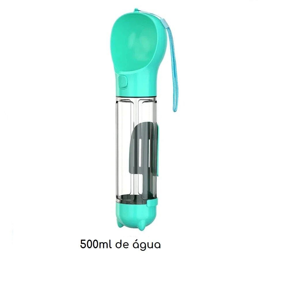 Bebedouro e alimentador Portátil Pet 3 em 1 - Slim Pet petshop- bebedouro portatil Loja da Dryka Azul 500ml