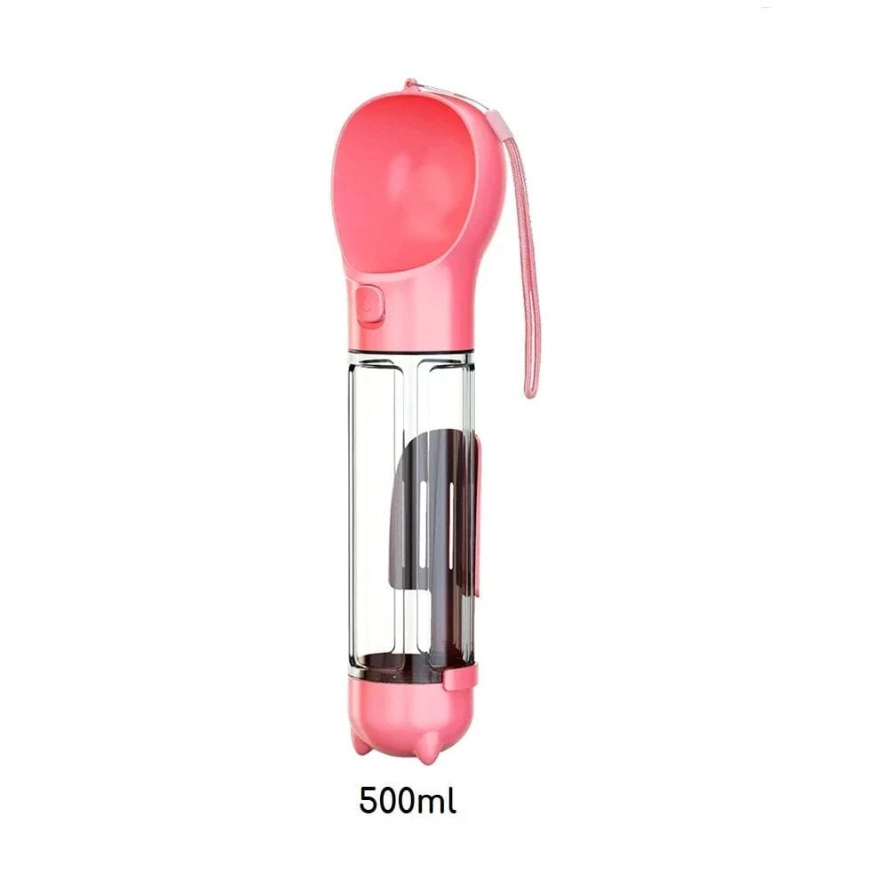 Bebedouro e alimentador Portátil Pet 3 em 1 - Slim Pet petshop- bebedouro portatil Loja da Dryka Rosa 500ml
