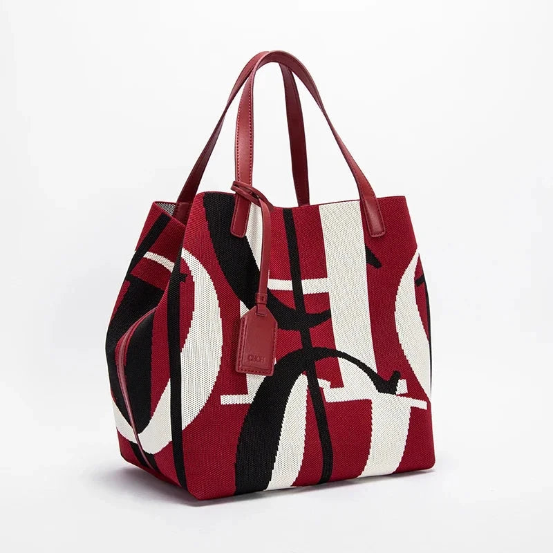 Bolsa Feminina em Couro PU - Barcelona Bolsa Feminina - Barcelona Loja da Dryka Vermelho - Branco