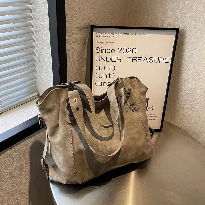 Bolsa Feminina em Couro - Urban Loja da Dryka Caqui 37*14*30 cm