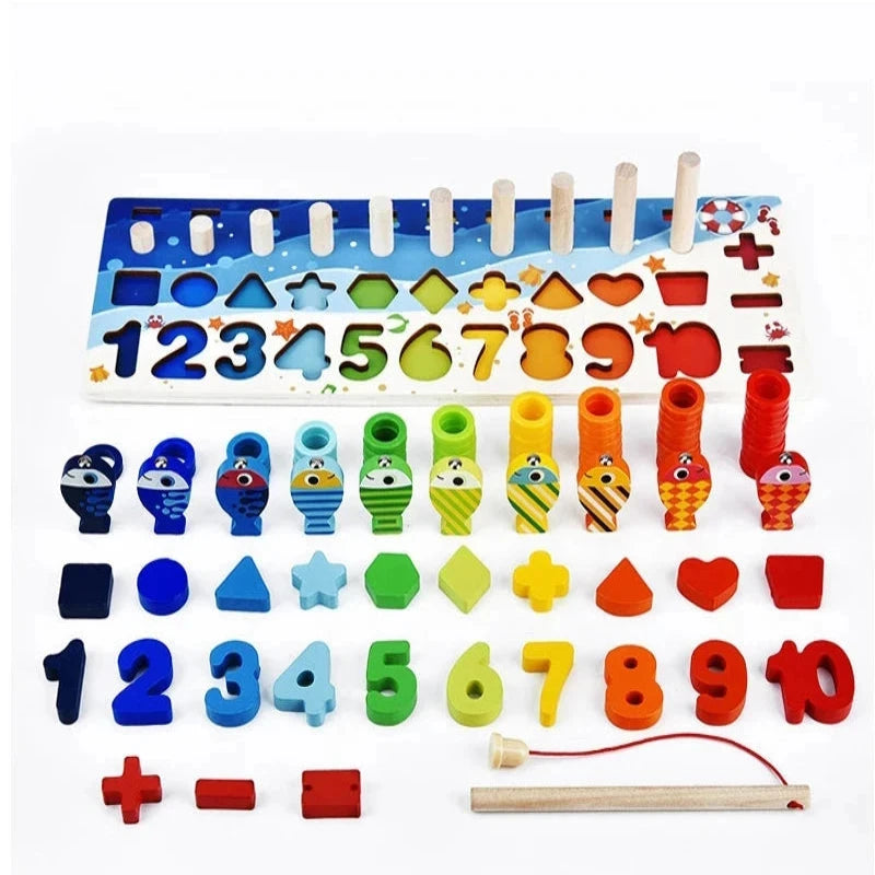Brinquedo Infantil Educativo Matemático com Pesca Montessoriano Brinquedo 039 Loja da Dryka