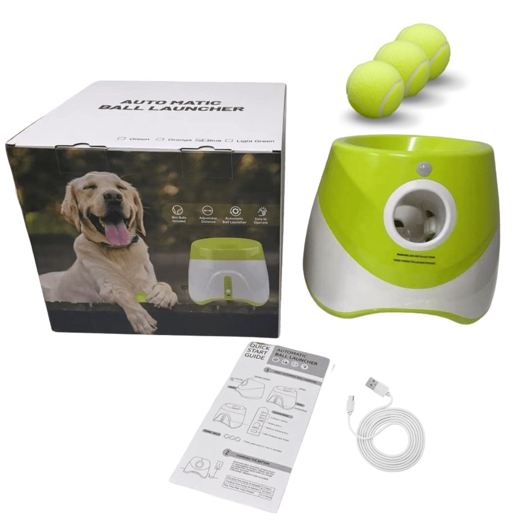 Brinquedo Lançador Automático de Bolas - Pet Ball pet shop - brinquedo lancador Loja da Dryka Verde Claro