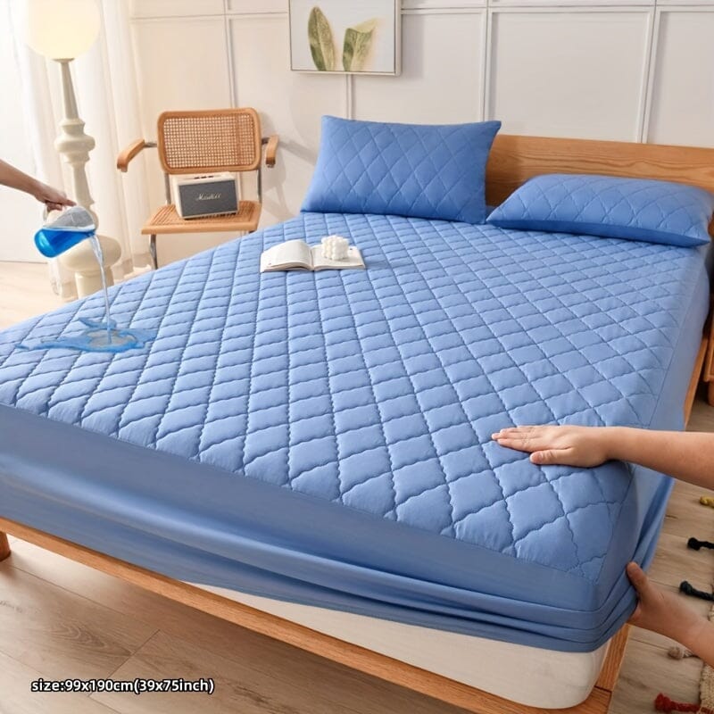 Capa Protetora de Colchão à prova d'água Acolchoada- Easy Sleep Loja da Dryka 90x200cm Azul Claro