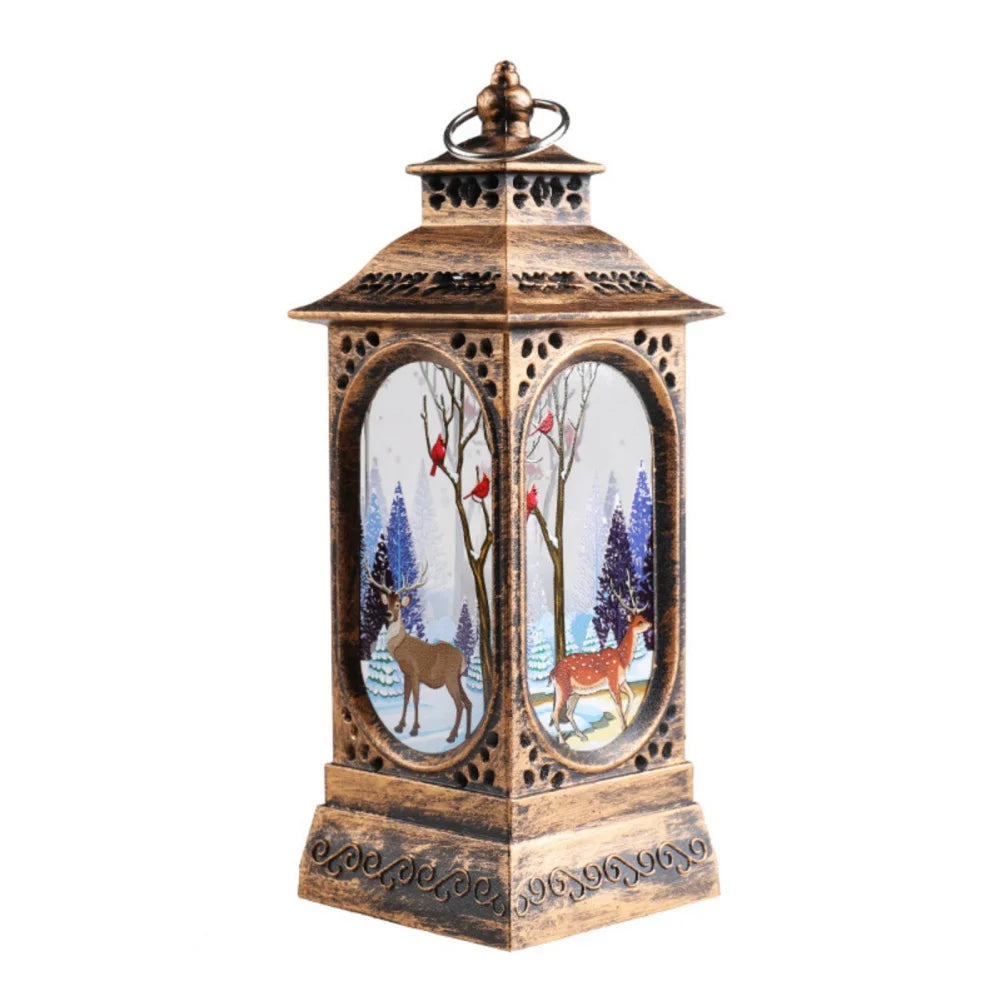 Christmas Candles Light Led Snow Deer Lantern Light Vintage Castle Santa Snowman Hanging Lantern Lamp New Year Party Decoration Loja da Dryka A10 12.5cm