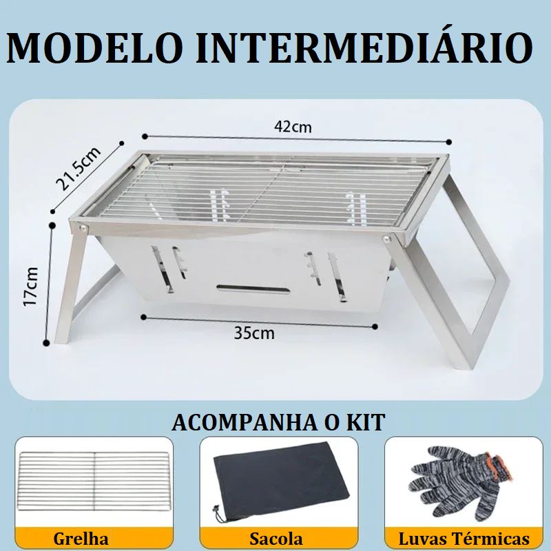 Churrasqueira Portátil Dobrável em Aço Inox Casa 003 Loja da Dryka intermediária
