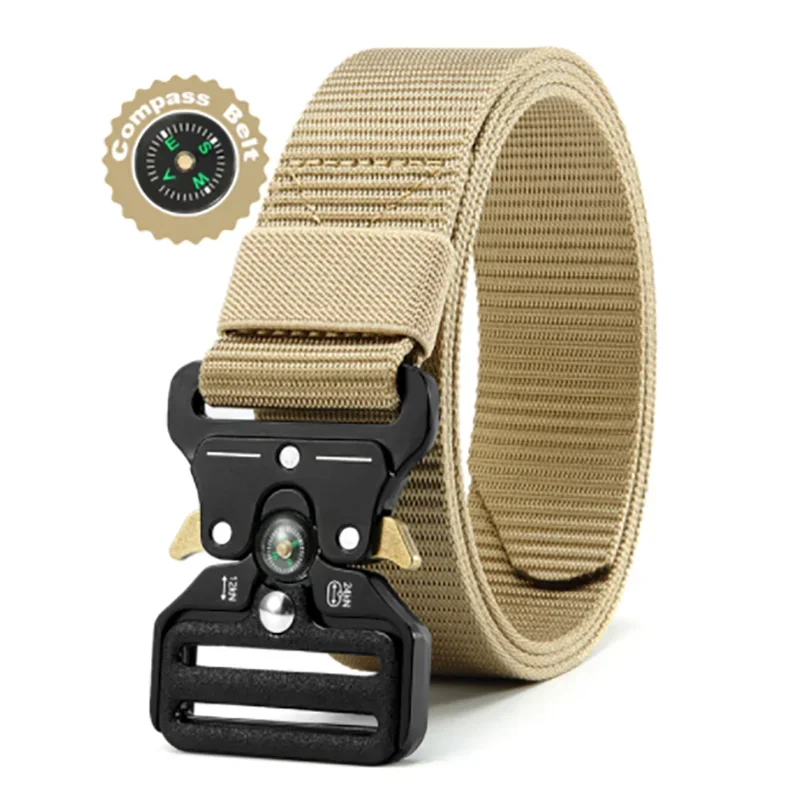 Cinto Tático Masculino Militar com Bússola acessorio masculino 004 Loja da Dryka Caqui