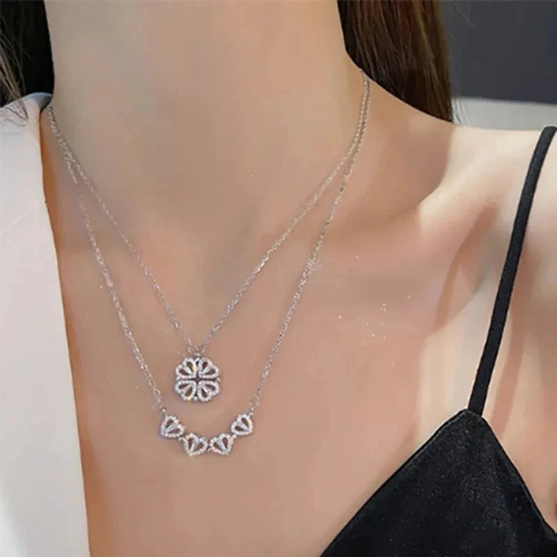 Colar Feminino 2 em 1 com Pingente Magnético - Trevo do Amor Loja da Dryka