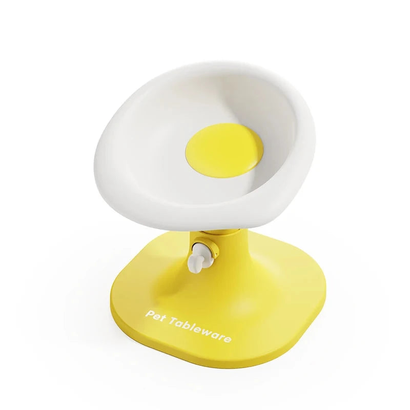Comedouro e Bebedouro para Gatos Elevado e Ergonômico - Cat Flowers Comedouro cat flowers Loja da Dryka Branco e amarelo