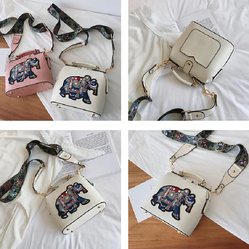 Designer Luxury Handbags Crossbody Bags Elephant Embroidered Bags for Women Leather Handbag Messenger Bag Purses Satchels Loja da Dryka