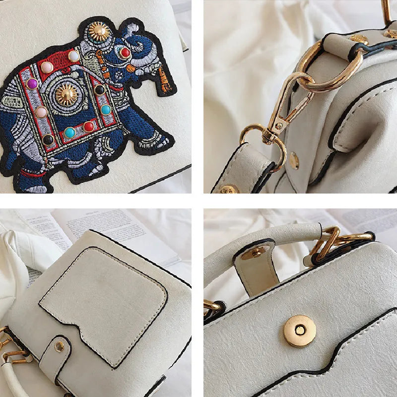 Designer Luxury Handbags Crossbody Bags Elephant Embroidered Bags for Women Leather Handbag Messenger Bag Purses Satchels Loja da Dryka