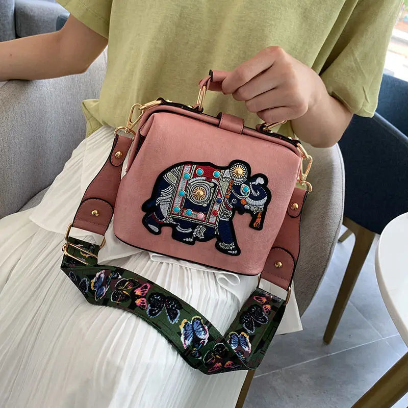 Designer Luxury Handbags Crossbody Bags Elephant Embroidered Bags for Women Leather Handbag Messenger Bag Purses Satchels Loja da Dryka Pink 18X15X10cm