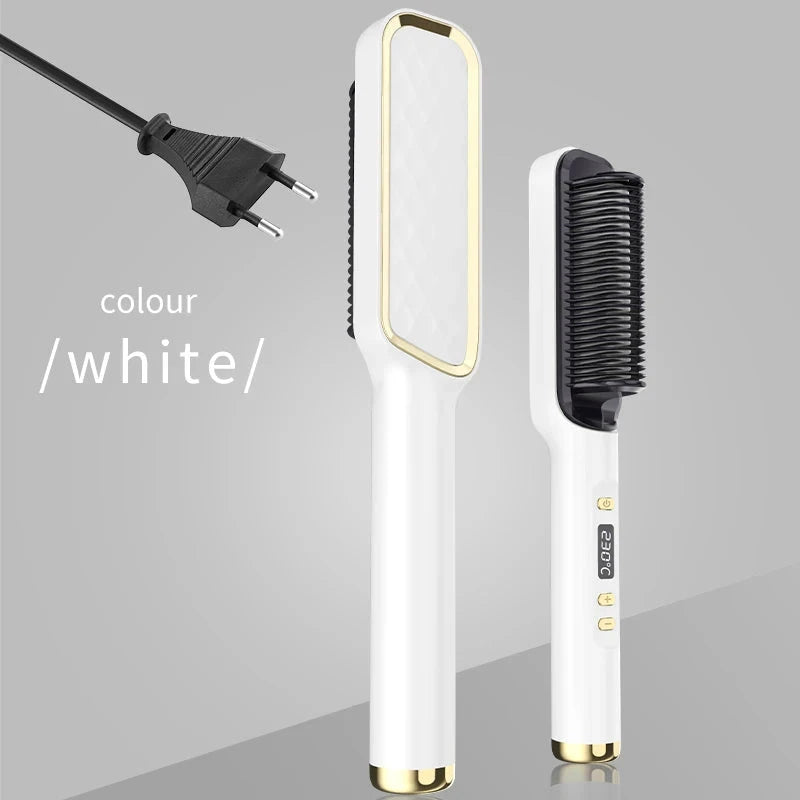 Electric Hot Comb Multifunctional Straight Hair Straightener Comb Negative Ion Anti-Scalding Styling Tool Straightening Brush Loja da Dryka White EU