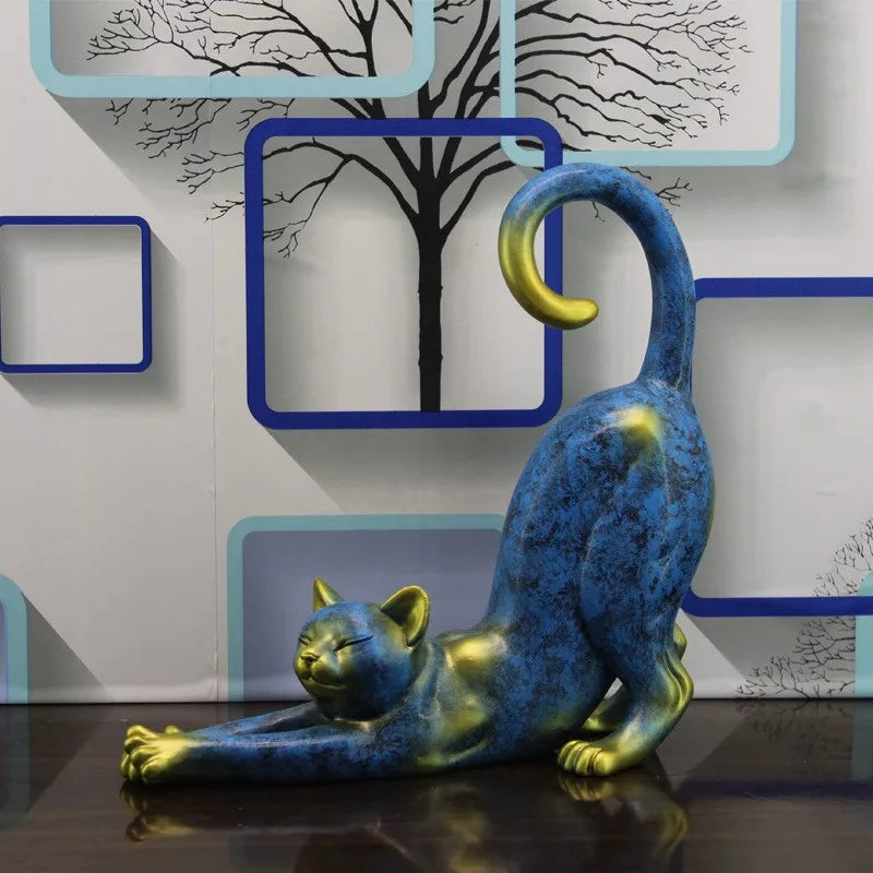 Estátua Gato Preguiçoso decoração 009 Loja da Dryka