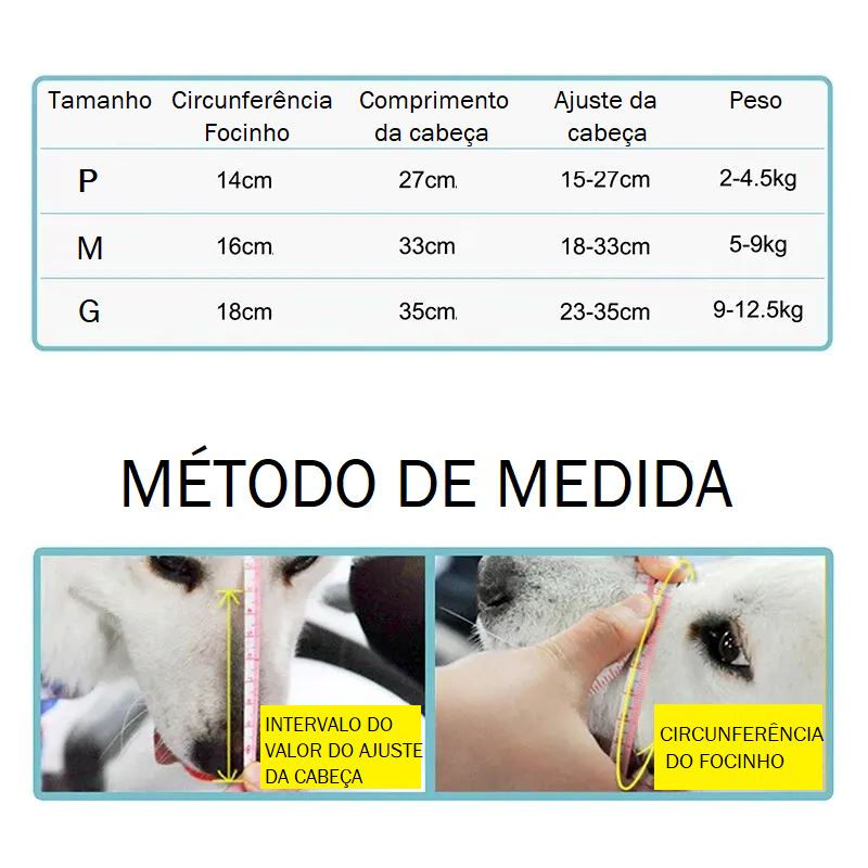 Focinheira de Silicone Ajustável - Bico de Pato pet shop 012 Loja da Dryka