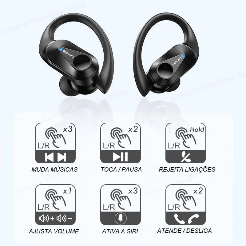 Fone de Ouvido Esportivo Bluetooth - Lenovo LP75 TWS fone de ouvido 001 Loja da Dryka