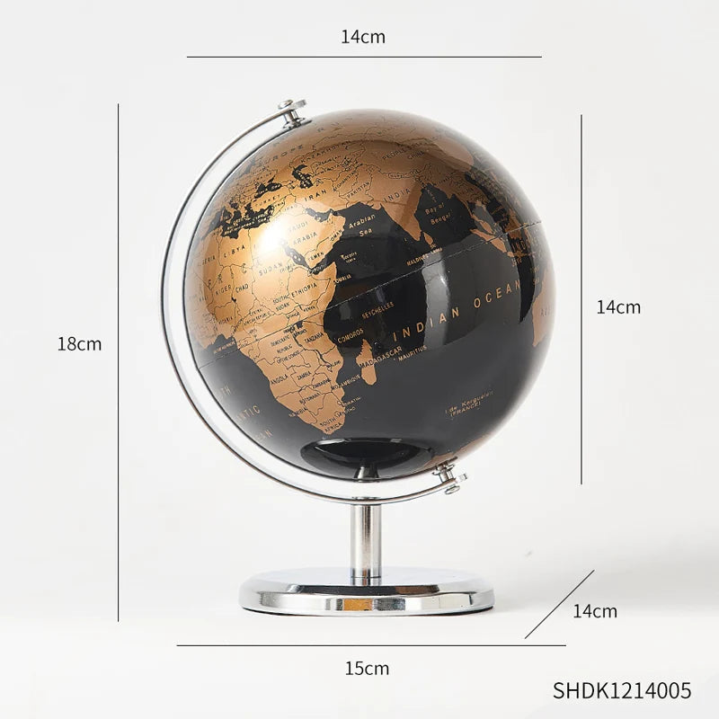 Home Decor Accessories Retro World Globe Modern Learning World Map Globe Kids Study Desk Decor Globe Geography Kids Education Loja da Dryka Gold-silver base