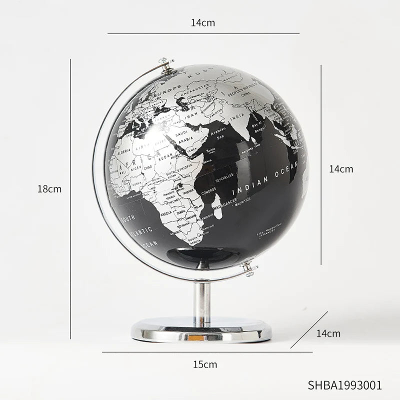 Home Decor Accessories Retro World Globe Modern Learning World Map Globe Kids Study Desk Decor Globe Geography Kids Education Loja da Dryka Silver globe-18cm