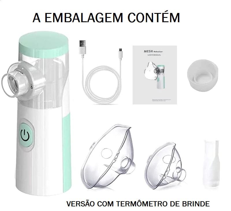Inalador e Nebulizador Portátil - Termômetro Digital GRÁTIS bem estar 037 lojadadryka
