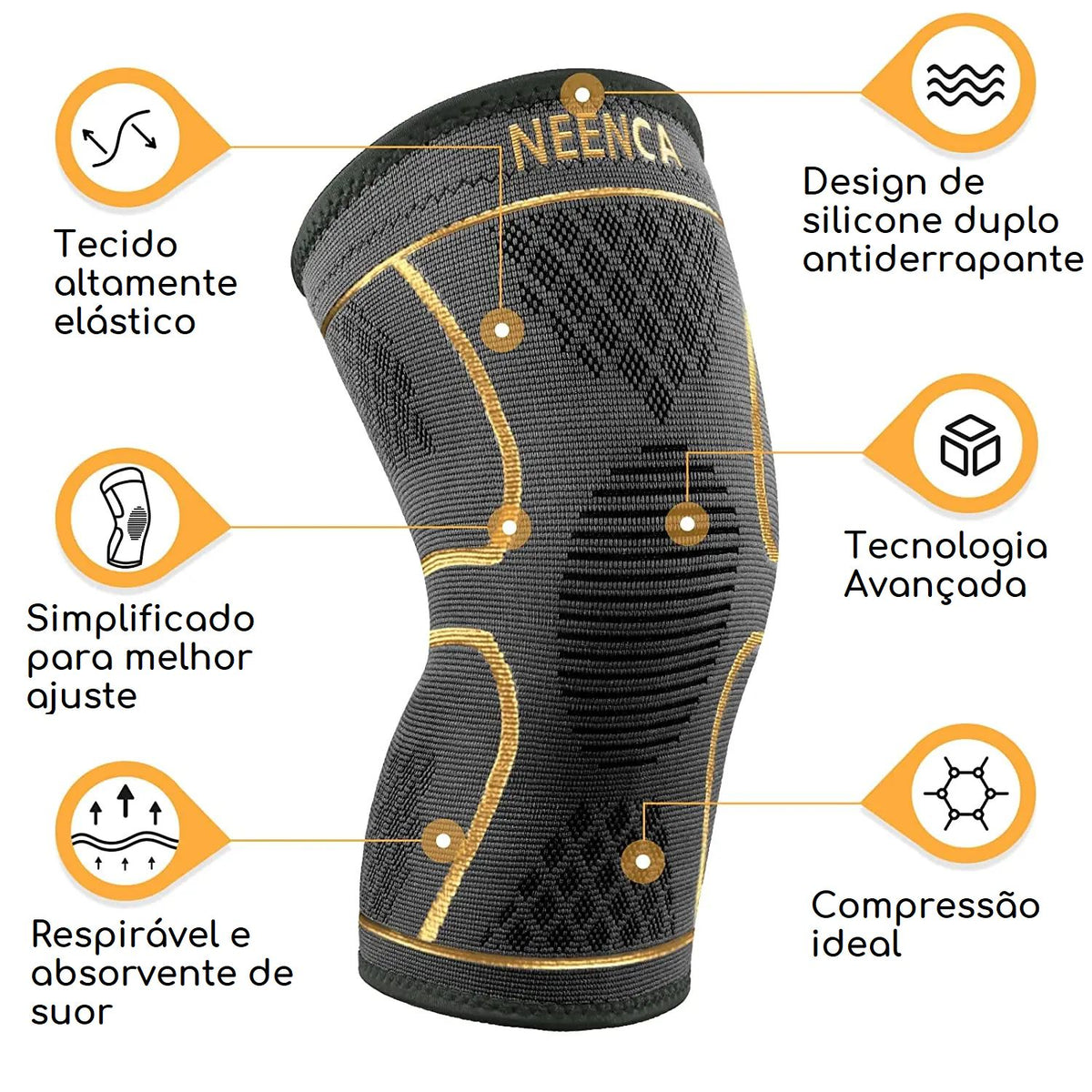 Joelheira Ortopédica de Compressão - NEENCA esporte 017 Loja da Dryka