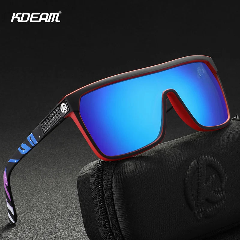 KDEAM One-piece Shape Men Sunglasses Polarized Elastic Paint Surface Sun Glasses Women Suitable Long-lasting Goggles Cat.3 Loja da Dryka