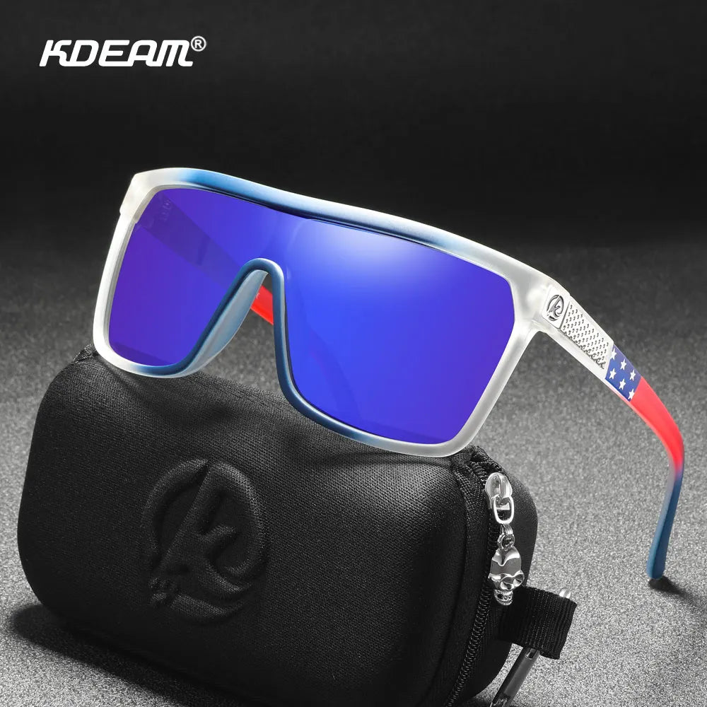 KDEAM One-piece Shape Men Sunglasses Polarized Elastic Paint Surface Sun Glasses Women Suitable Long-lasting Goggles Cat.3 Loja da Dryka