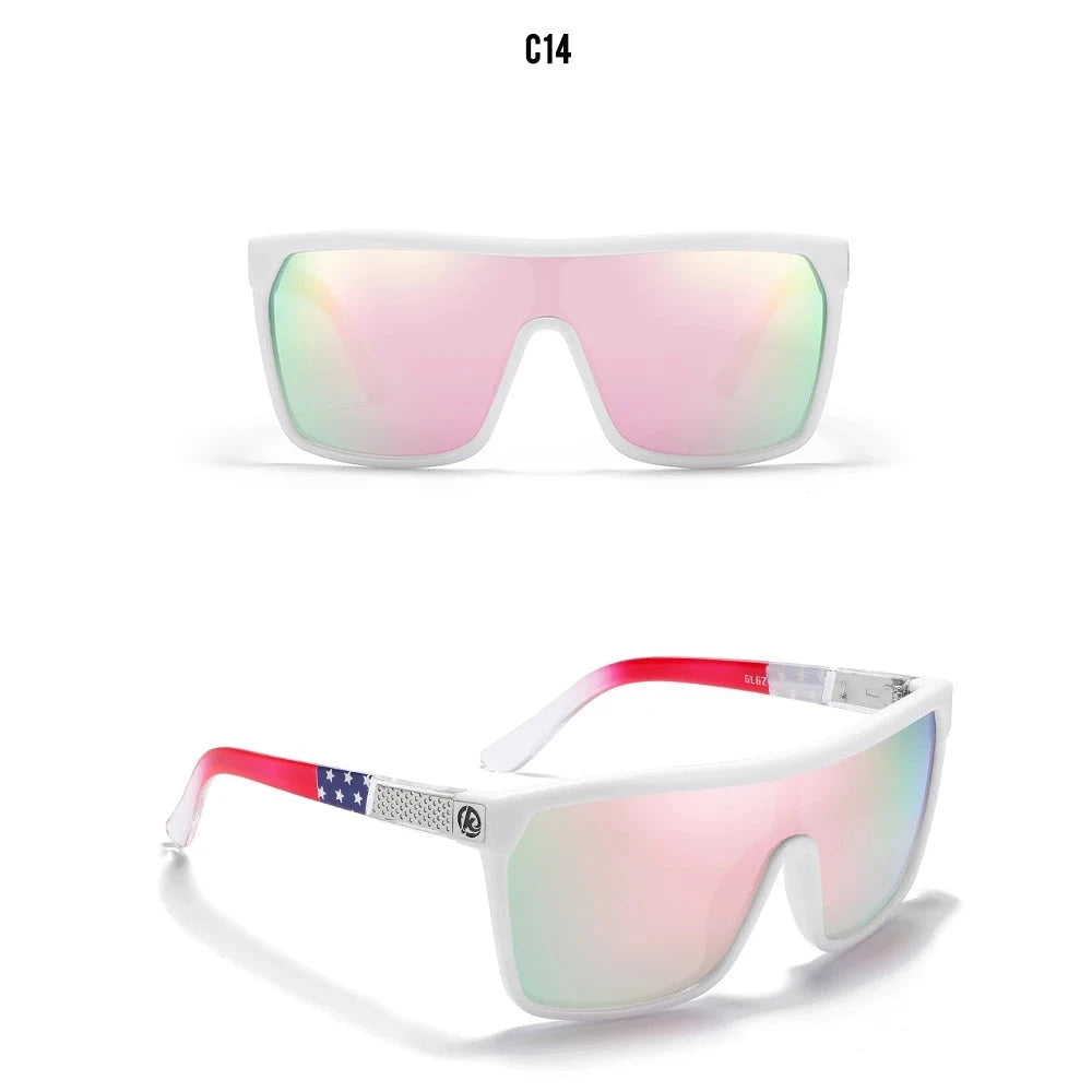 KDEAM One-piece Shape Men Sunglasses Polarized Elastic Paint Surface Sun Glasses Women Suitable Long-lasting Goggles Cat.3 Loja da Dryka C14 mirrored pink