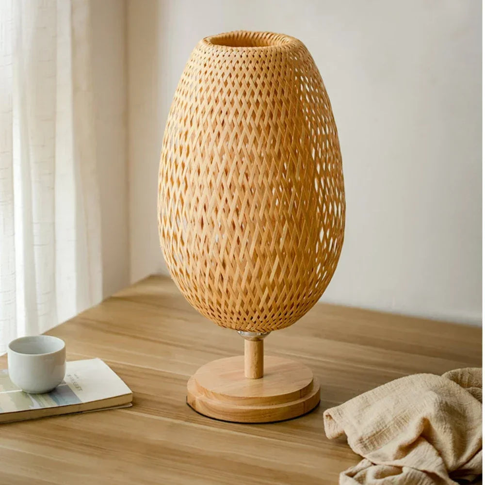 Luminária de Mesa de Rattan - Retrô decoracao 012 Loja da Dryka