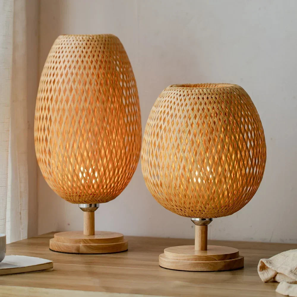 Luminária de Mesa de Rattan - Retrô decoracao 012 Loja da Dryka