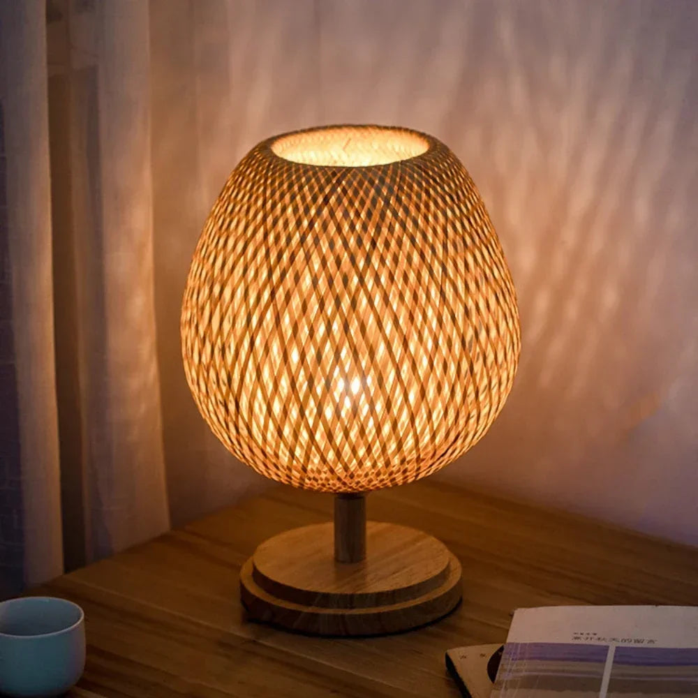 Luminária de Mesa de Rattan - Retrô decoracao 012 Loja da Dryka