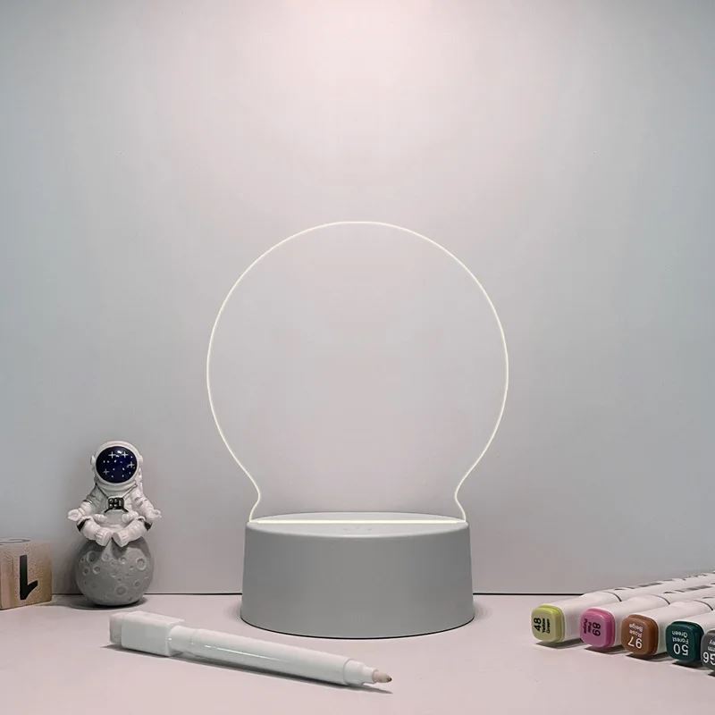 Luminária de textos Criativos 3D Decoração 001 lojadadryka Redonda