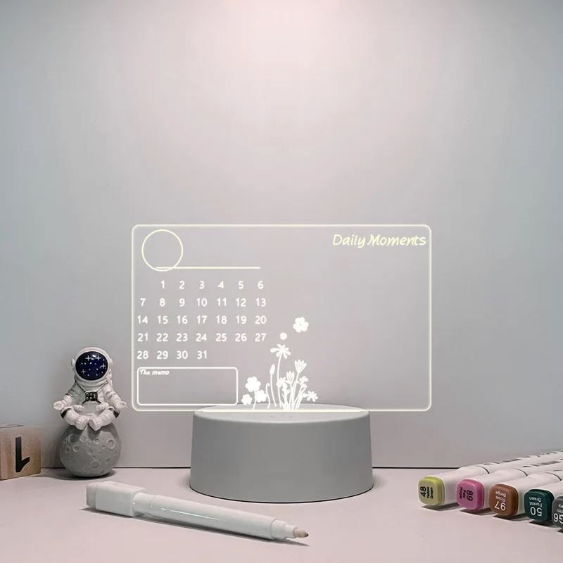 Luminária de textos Criativos 3D Decoração 001 lojadadryka Retangular calendário
