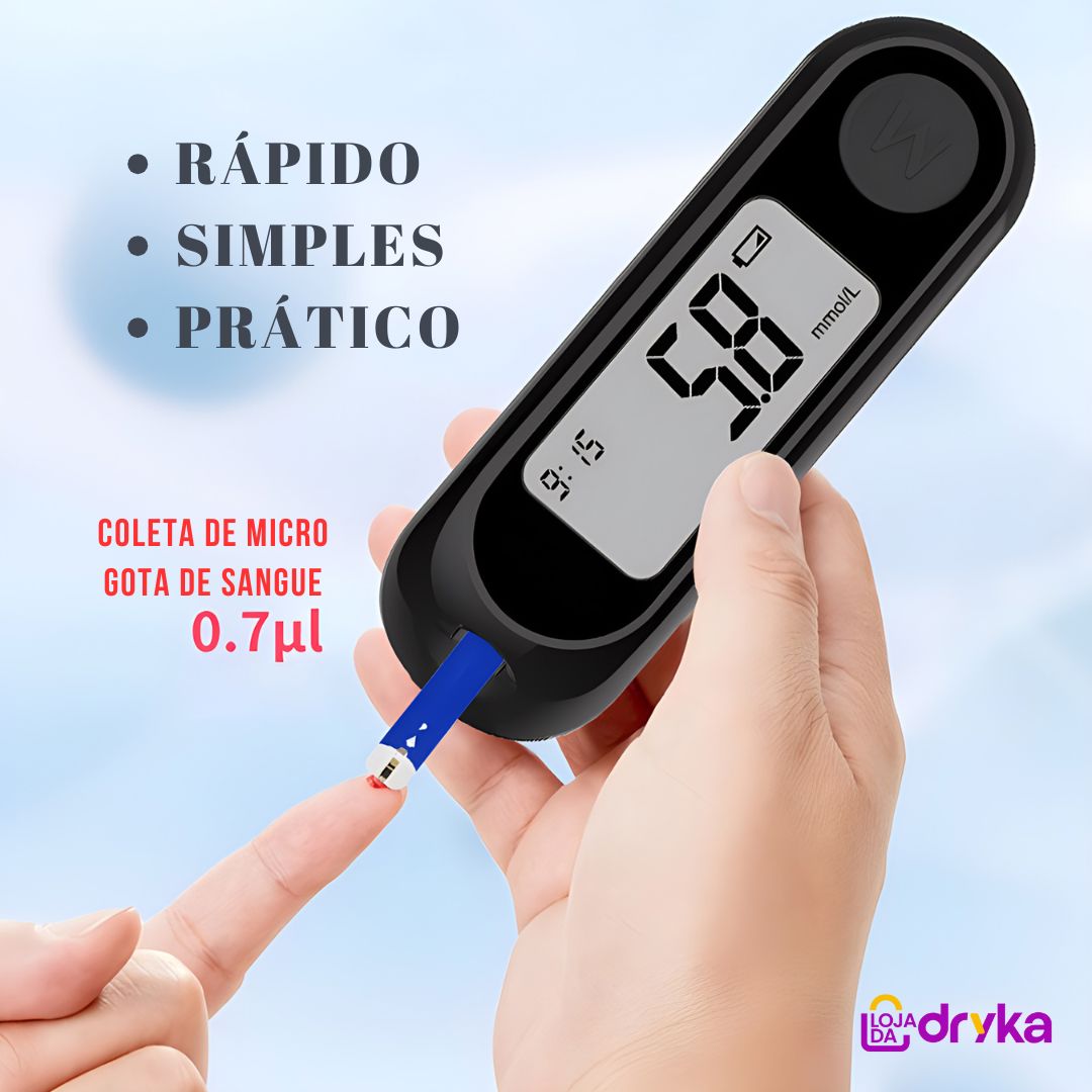 Medidor de glicose no sangue -Easy Glic medidor glicose dedo Loja da Dryka