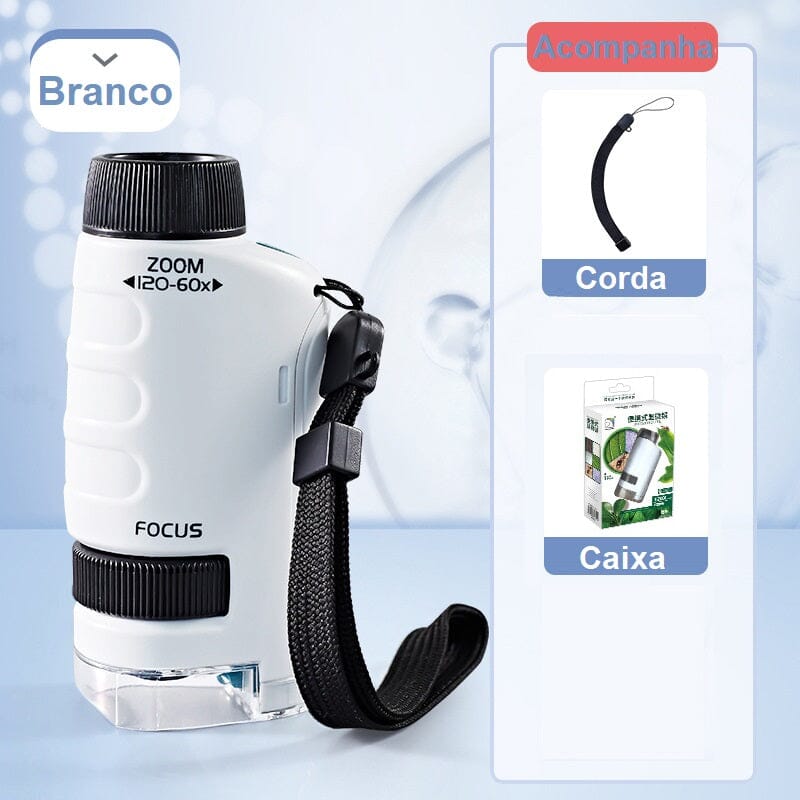 Microscópio Infantil de Mão brinquedo 027 Loja da Dryka Branco 120X