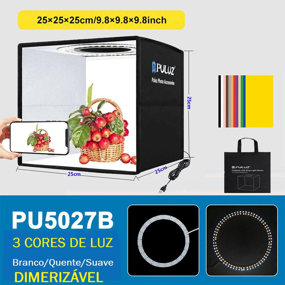Mini Studio Fotográfico Light Box fotografia 001 Loja da Dryka 25cm Preto