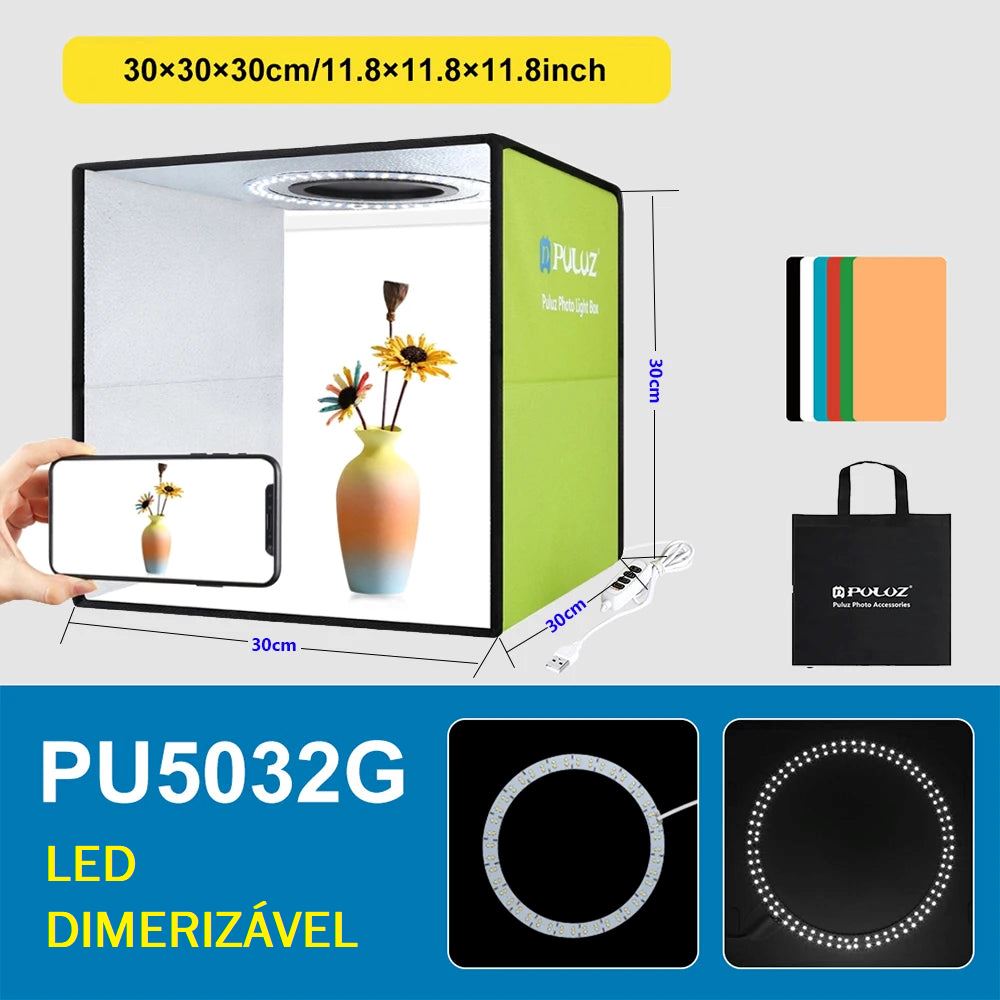 Mini Studio Fotográfico Light Box fotografia 001 Loja da Dryka 30cm Verde