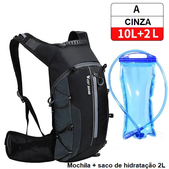 Mochila de Hidratação - Slim Water Mochila 007 Loja da Dryka A - 10L Cinza + Saco 2L